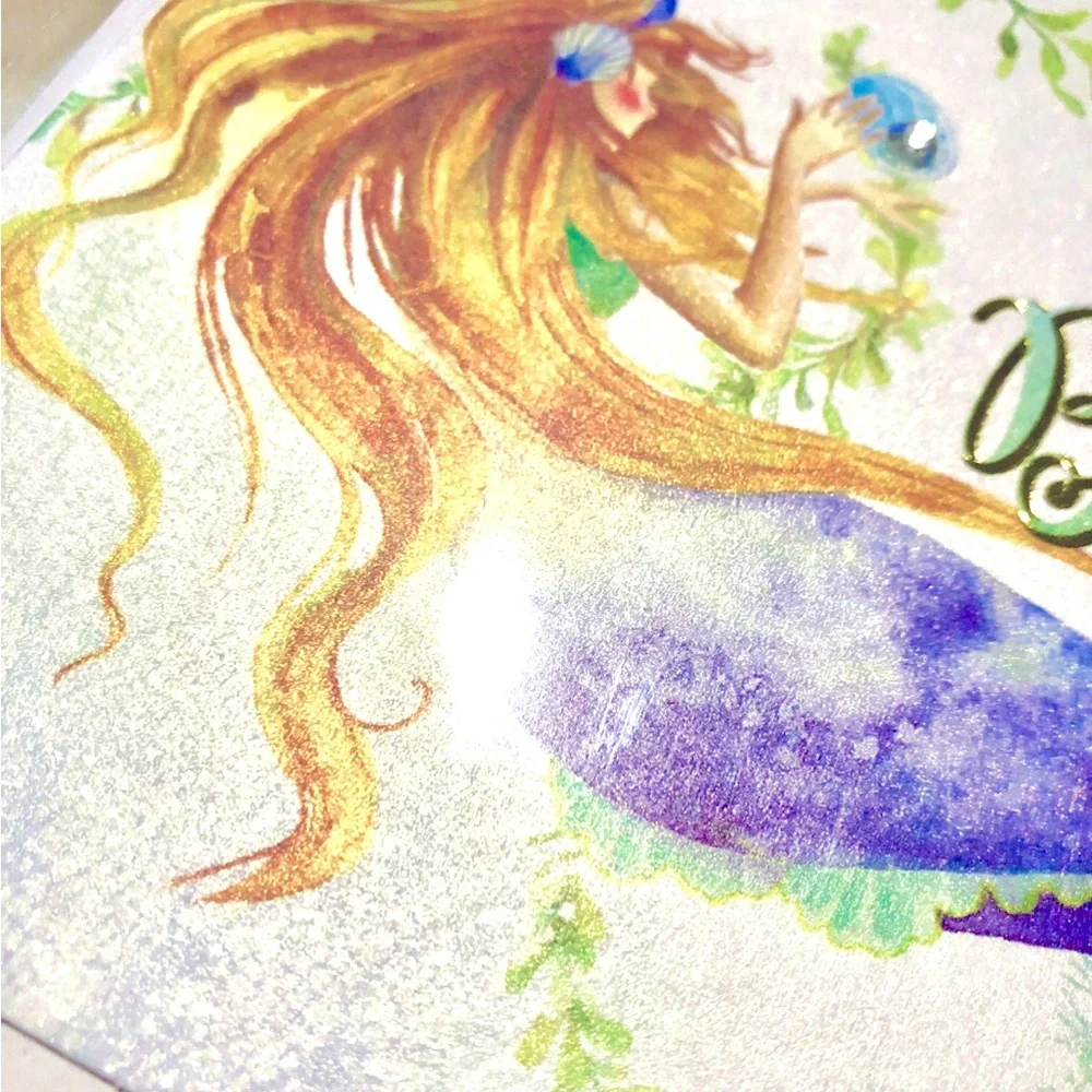 Punch Studio Single(1) 3D Embellished Birthday Mermaid Card Env+Seal 5x7 (62660)